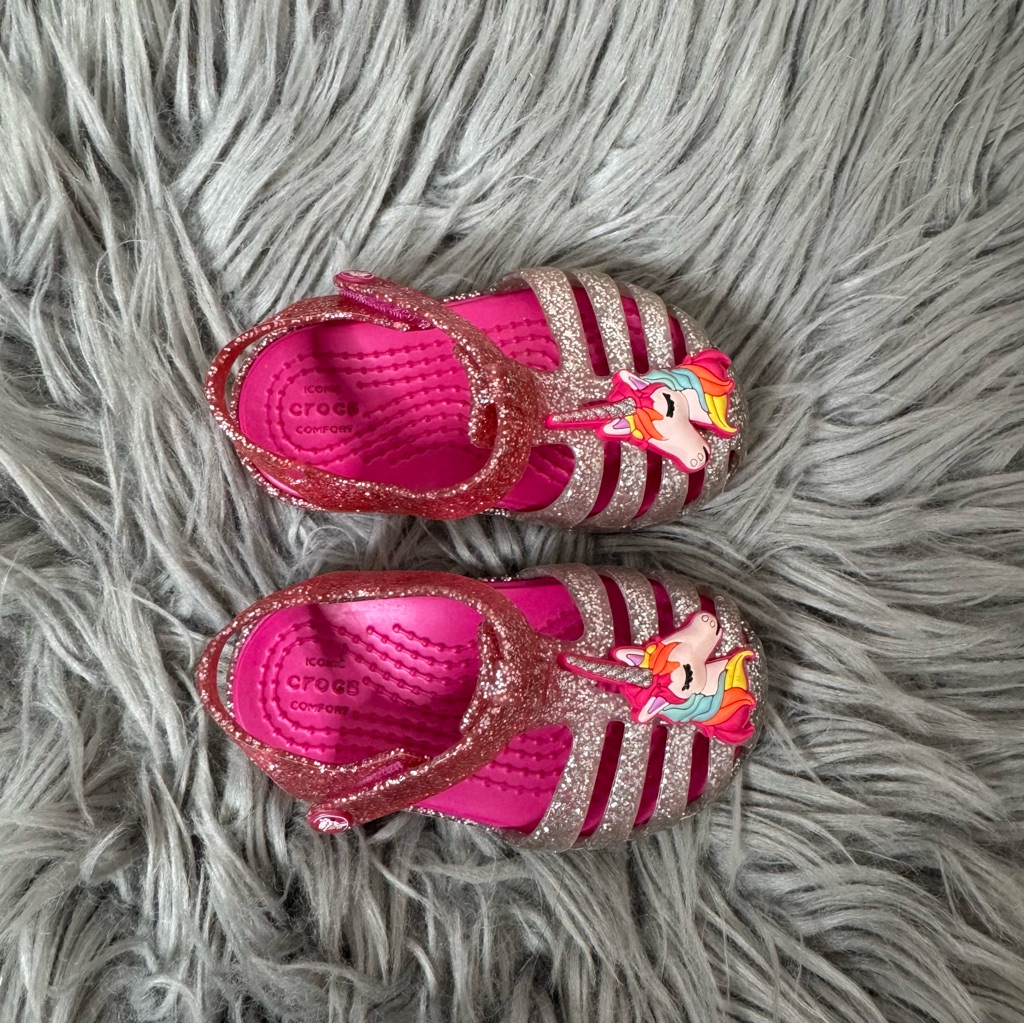 Crocs Kids Pink Glitter Unicorn Sandals